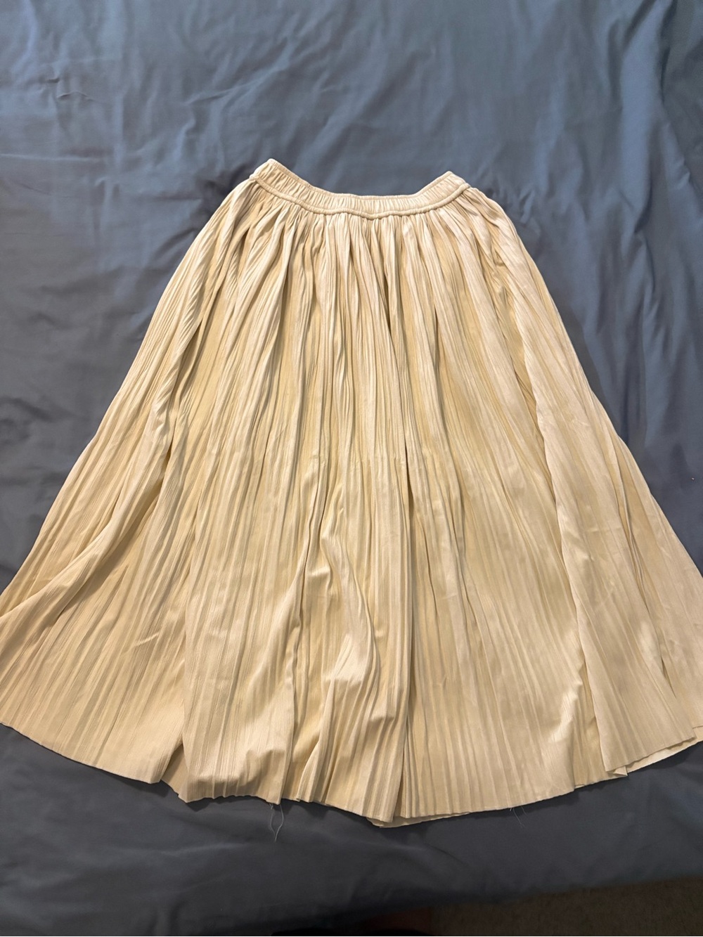 Pleated Cream Midi Skirt